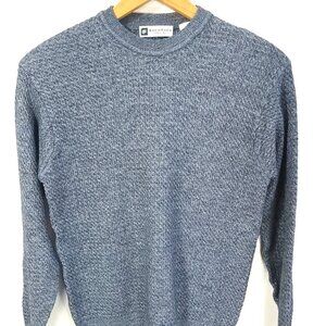 Bachrach Mens Medium Sweater Pullover Blue White Long Sleeve Made in Italy